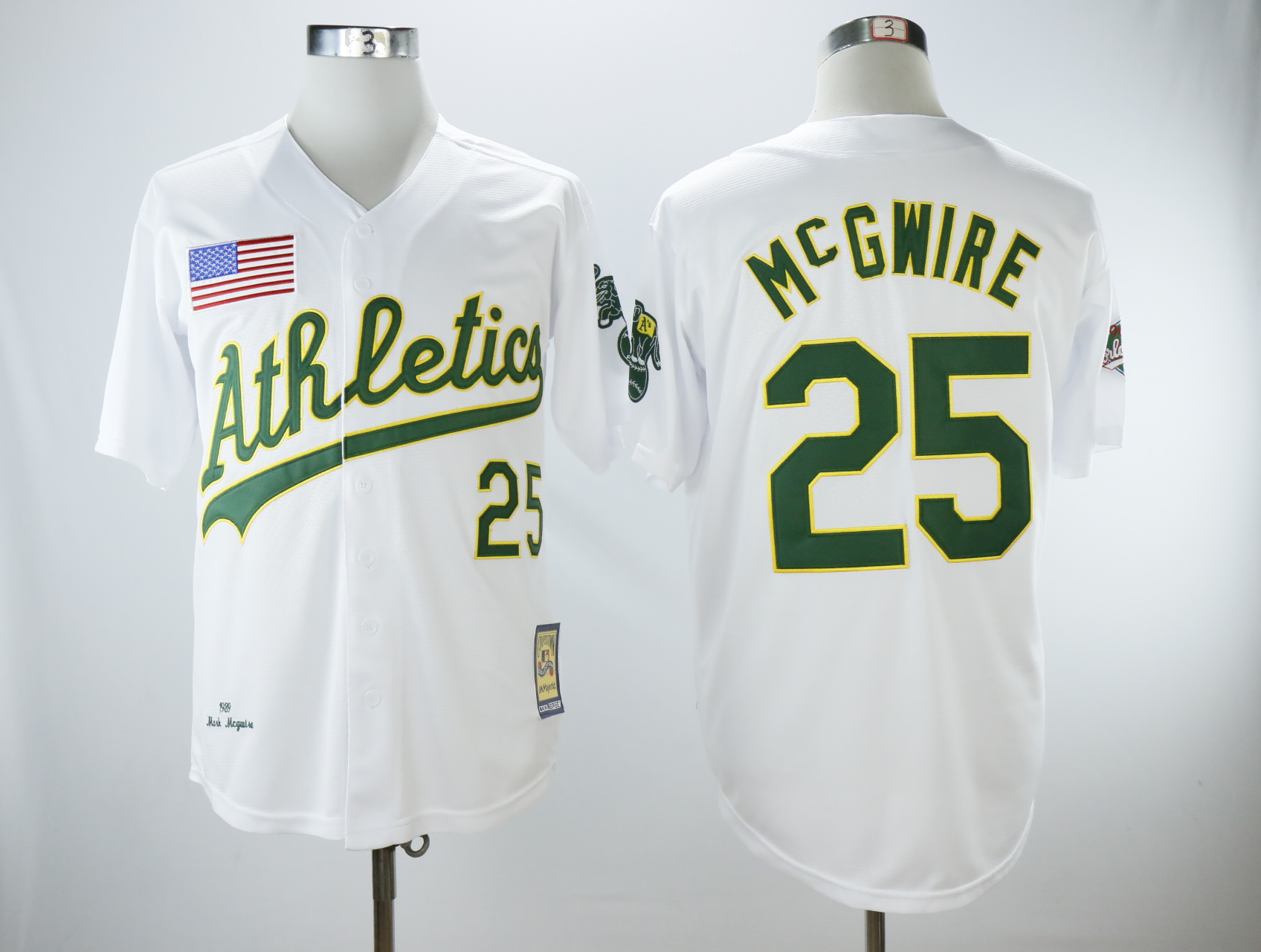 Men Oakland Athletics #25 Mcgwire White Throwback 1989 MLB Jerseys